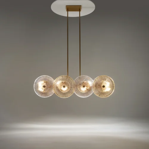 Светильник подвесной Aster MOD007PL-08G1 Maytoni янтарный прозрачный на 8 ламп, основание золотое в стиле современный арт-деко шар фото 6