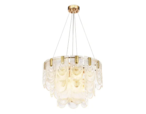 Люстра подвесная TR5388 Ambrella light прозрачная на 12 ламп, основание золотое в стиле классический современный  фото 5