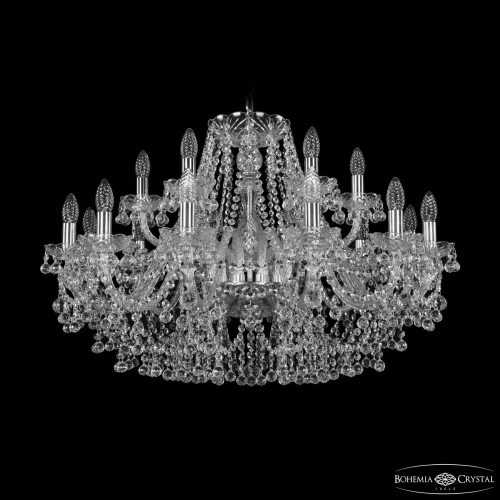 Люстра подвесная 1409/12+6/300 Ni Bohemia Ivele Crystal без плафона на 18 ламп, основание никель прозрачное в стиле классический sp