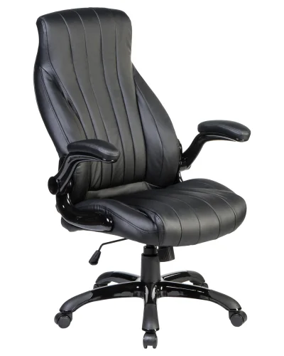Офисное кресло для руководителей 112B-LMR WARREN, цвет чёрный Dobrin, чёрный/экокожа, ножки/металл/чёрный, размеры - 1140*1210***720*810 фото 2