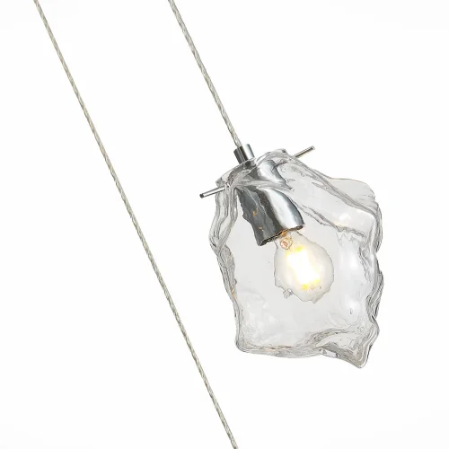Светильник подвесной Portici SL1175.103.03 ST-Luce прозрачный 3 лампы, основание хром в стиле современный каскад выдувное фото 3