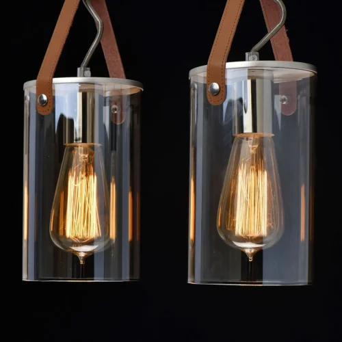 Светильник подвесной Тетро 673014604 DeMarkt прозрачный янтарный 4 лампы, основание серебряное в стиле современный  фото 4