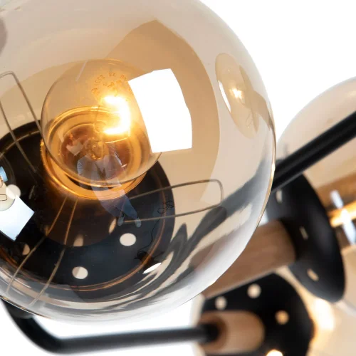 Люстра потолочная Poliedro A2716PL-8BK Arte Lamp янтарная на 8 ламп, основание чёрное в стиле современный шар фото 4