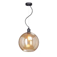 Светильник подвесной V4846-1/1S Vitaluce янтарный на 1 лампу, основание чёрное в стиле лофт шар Светильник подвесной V4846-1/1S Vitaluce янтарный на 1 лампу, основание чёрное в стиле лофт шар