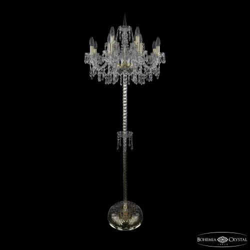 Торшер 1403T2/8+4/195-165 G Bohemia Ivele Crystal sp без плафона 12 ламп, основание золотое в стиле классический
