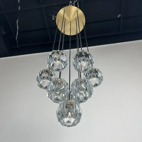 Люстра подвесная Cristal 84597-22 ImperiumLoft прозрачная на 10 ламп, основание латунь в стиле современный  фото 2