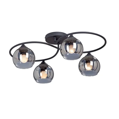 Люстра потолочная V4965-1/4PL Vitaluce чёрная серая на 4 лампы, основание чёрное в стиле арт-деко шар Люстра потолочная V4965-1/4PL Vitaluce чёрная серая на 4 лампы, основание чёрное в стиле арт-деко шар