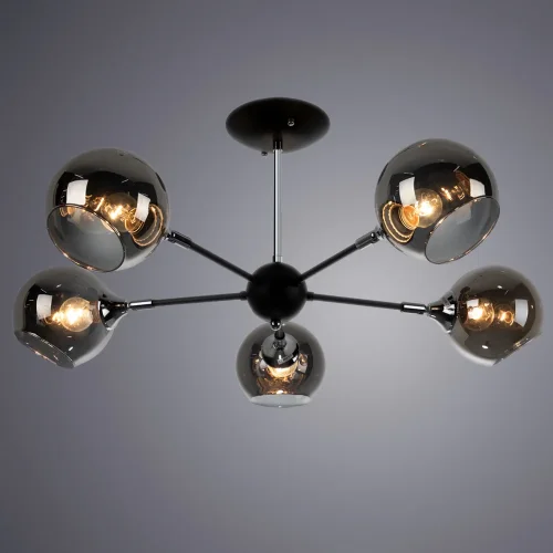 Люстра потолочная Brooke A2708PL-5BK Arte Lamp чёрная серая на 5 ламп, основание чёрное в стиле модерн шар фото 2