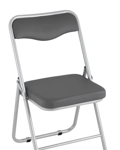 Складной стул Джонни экокожа серый каркас металлик УТ000035368 Stool Group, серый/экокожа, ножки/металл/серый, размеры - ****450*495 фото 2