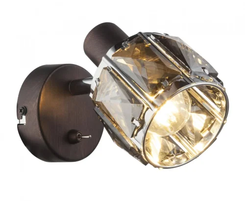 Бра с выключателем Indiana 54357-1 Globo прозрачный серый на 1 лампа, основание коричневое в стиле современный 