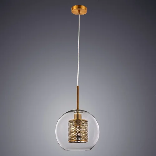 Светильник подвесной Manchester A7625SP-1AB Arte Lamp прозрачный 1 лампа, основание античное бронза в стиле современный шар фото 2