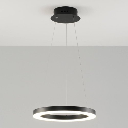 Светильник подвесной LED Bona V1751-PL Moderli белый 1 лампа, основание чёрное в стиле хай-тек кольца
