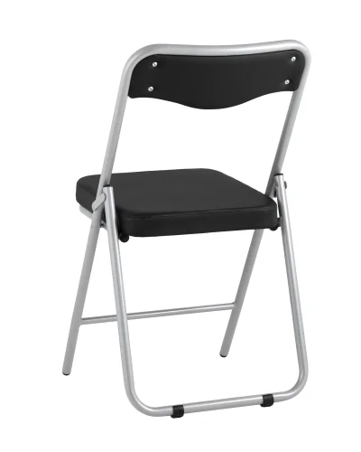 Складной стул Джонни экокожа черный каркас металлик УТ000035369 Stool Group, чёрный/экокожа, ножки/металл/серый, размеры - ****450*495 фото 6