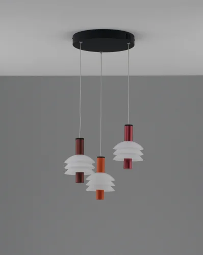 Светильник подвесной LED Sylv V11389-PL Moderli белый на 3 лампы, основание чёрное в стиле современный каскад фото 2