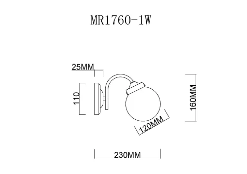 Бра Easy MR1760-1W MyFar белый на 1 лампа, основание чёрное в стиле современный шар фото 6