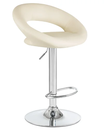Стул барный набор 2 шт. SET-2 5001-LM MIRA , цвет сиденья кремовый, цвет основания хром Dobrin, /экокожа, ножки/металл/хром, размеры - 790*1020***535*470 фото 3
