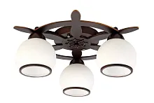 Люстра потолочная Fronteira OML-50507-03 Omnilux белая на 3 лампы, основание коричневое в стиле кантри 