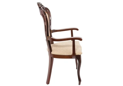 Деревянный стул Bronte вишня с патиной /  бежевый 438335 Woodville, бежевый/ткань, ножки/массив бука/вишня, размеры - ****590*550 фото 5