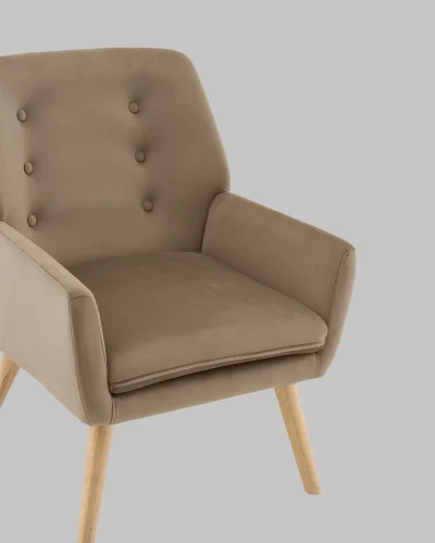 Кресло Райт мокка УТ000040112 Stool Group, капучино шоколад коричневый/велюр, ножки/массив гевеи/бежевый коричневый, размеры - *790****мм фото 8