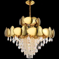 Люстра подвесная VALENCIA 91009/12C GOLD Natali Kovaltseva золотая прозрачная на 12 ламп, основание золотое в стиле арт-деко современный 
