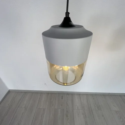 Светильник подвесной NORD A D18 White/Amber 190487-26 ImperiumLoft янтарный 1 лампа, основание белое в стиле современный  фото 2