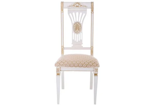 Деревянный стул Roy W/З молочный с патиной 438340 Woodville, бежевый/ткань, ножки/массив бука/белый, размеры - ****490*530 фото 2