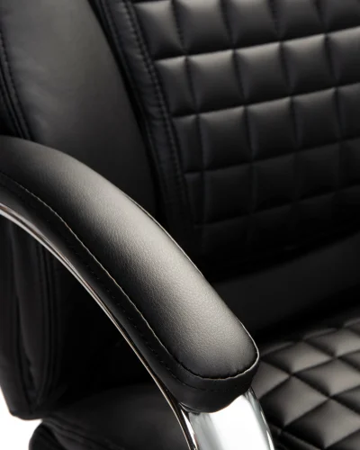 Офисное кресло для руководителей 114B-LMR CHESTER, цвет чёрный Dobrin, чёрный/экокожа, ножки/металл/хром, размеры - 1180*1250***680*730 фото 7