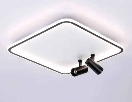 Светильник потолочный LED с пультом FL5115 Ambrella light белый чёрный 1 лампа, основание белое в стиле современный хай-тек квадраты фото 5