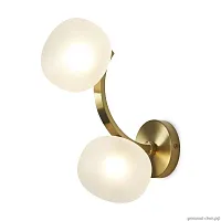 Бра Donuts FR5444WL-02BS Freya белый 2 лампы, основание латунь в стиле современный арт-деко молекула шар
