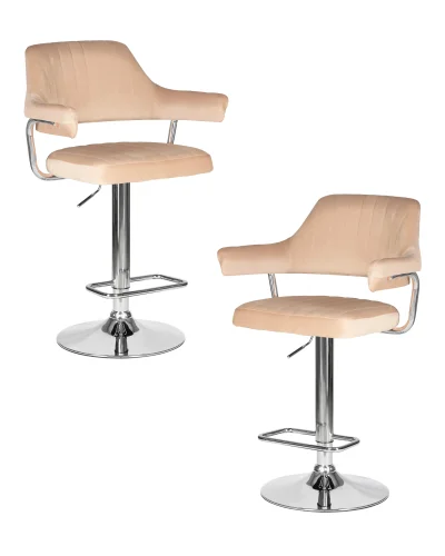 Стул барный набор 2 шт. SET-2 5019-LM CHARLY, цвет сиденья бежевый велюр (MJ9-10), цвет основания хромированная сталь Dobrin, /велюр, ножки/металл/хром, размеры - 990*1200***610*540 Стул барный набор 2 шт. SET-2 5019-LM CHARLY, цвет сиденья бежевый велюр (MJ9-10), цвет основания хромированная сталь Dobrin, /велюр, ножки/металл/хром, размеры - 990*1200***610*540
