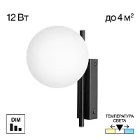 Бра с выключателем LED Dorsy CL223312 Citilux белый на 1 лампу, основание чёрное в стиле современный шар