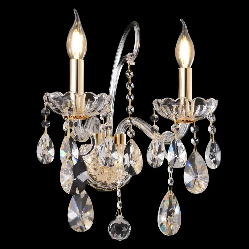 Бра MONICA AP2 GOLD Crystal Lux прозрачный без плафона на 2 лампы, основание золотое в стиле классический фото 2