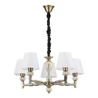 Люстра подвесная 672/5S Brass Escada белая на 5 ламп, основание бронзовое в стиле современный 