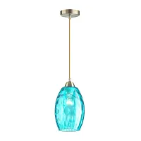 Светильник подвесной Sapphire 4490/1 Lumion голубой 1 лампа, основание античное бронза в стиле современный выдувное