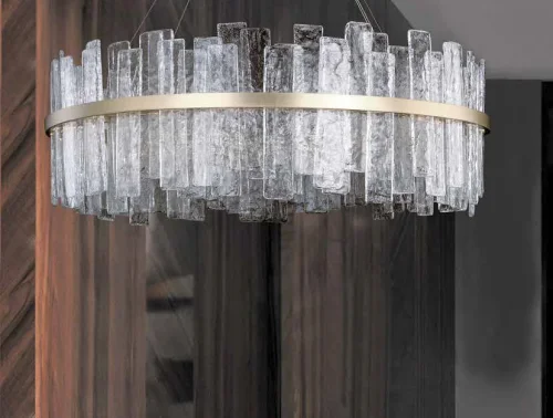Люстра подвесная LED 10830/80 new Newport прозрачная на 1 лампа, основание латунь в стиле американский современный  фото 3