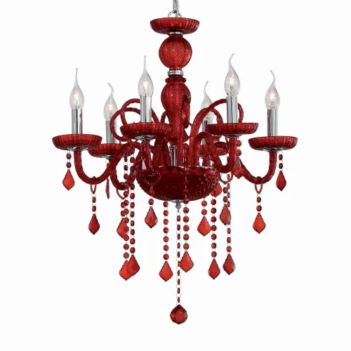 Люстра подвесная GIUDECCA SP6 ROSSO Ideal Lux без плафона на 6 ламп, основание красное в стиле венецианский  фото 2