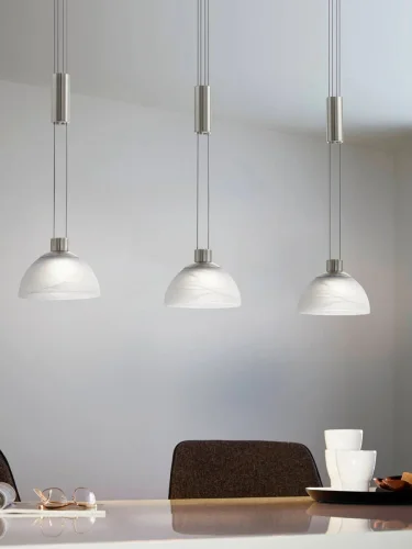 Светильник подвесной LED MONTEFIO 93468 Eglo белый на 3 лампы, основание серое никель в стиле современный фото 2
