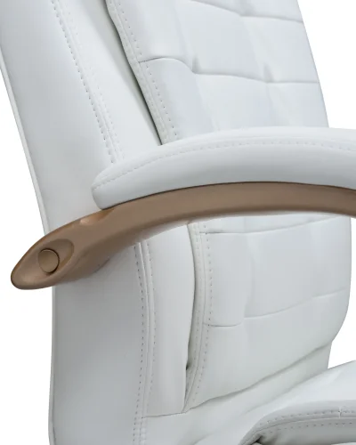 Офисное кресло для руководителей 106B-LMR DONALD, цвет белый Dobrin, белый/экокожа, ножки/металл/бежевый, размеры - 1030*1110***720*720 фото 10