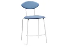 Полубарный стул Коумо катания дасти блю / белый матовый 516476 Woodville, синий/велюр, ножки/металл/белый, размеры - ****470*540