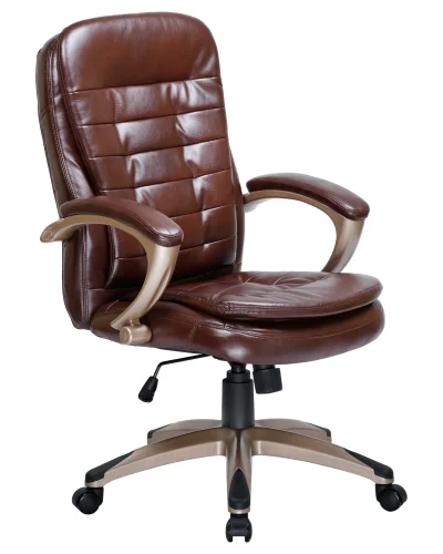 Офисное кресло для руководителей 106B-LMR DONALD, цвет коричневый Dobrin, коричневый/экокожа, ножки/металл/бежевый, размеры - 1030*1110***720*720 фото 2