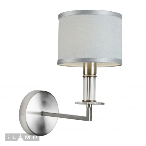 Бра Domino 61240/1W nic iLamp серый на 1 лампу, основание никель в стиле современный американский  Бра Domino 61240/1W nic iLamp серый на 1 лампу, основание никель в стиле современный американский