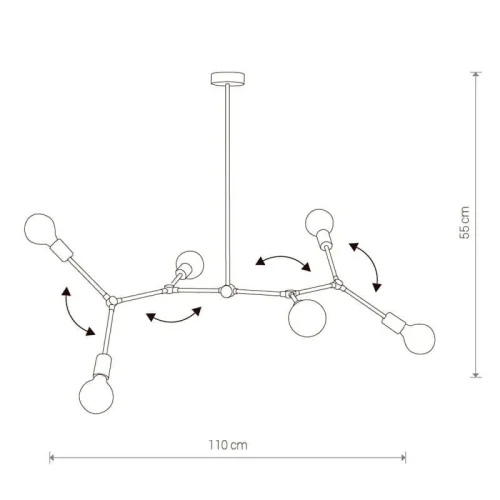 Люстра на штанге Twig 9138-NW Nowodvorski без плафона на 6 ламп, основание чёрное в стиле скандинавский  фото 2