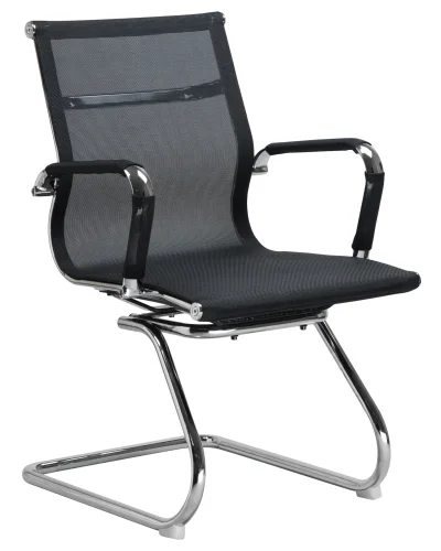 Офисное кресло для посетителей 102N_Mesh-LMR CODY MESH, цвет сиденья черный, цвет основания хромированная сталь Dobrin, чёрный/сетка, ножки/металл/хром, размеры - ****535*600 фото 2