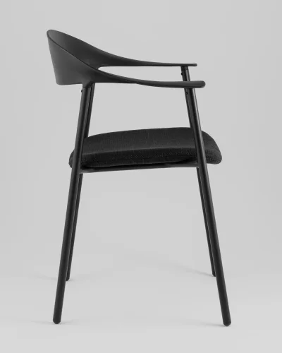 Стул Eila, с подушкой, пластик черный УТ000039776 Stool Group, чёрный/рогожка, ножки/пластик/чёрный, размеры - *775***502*591 фото 3