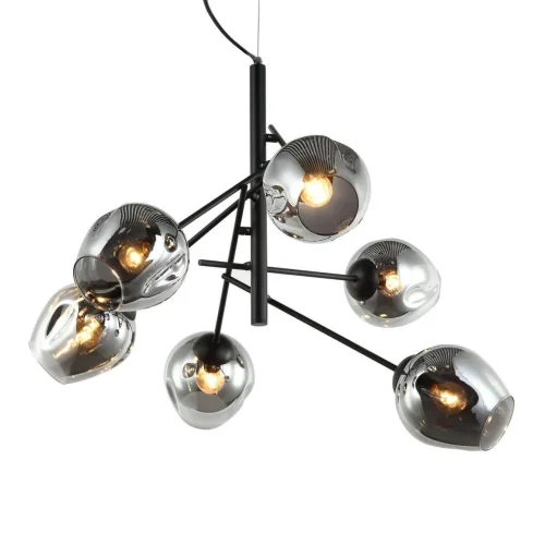 Люстра подвесная Traube 2359-6P Favourite серая на 6 ламп, основание чёрное в стиле хай-тек шар фото 3