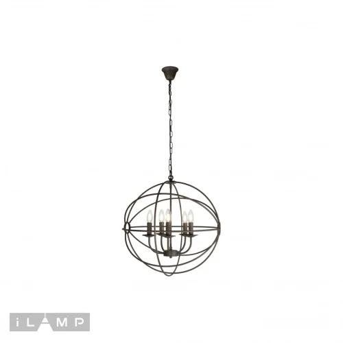 Люстра подвесная Balance Loft 213-5 iLamp чёрная на 5 ламп, основание коричневое в стиле лофт американский современный 