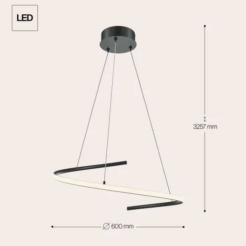 Светильник подвесной LED Curve MOD242PL-L33BK Maytoni чёрный на 1 лампу, основание чёрное в стиле хай-тек минимализм современный фото 13