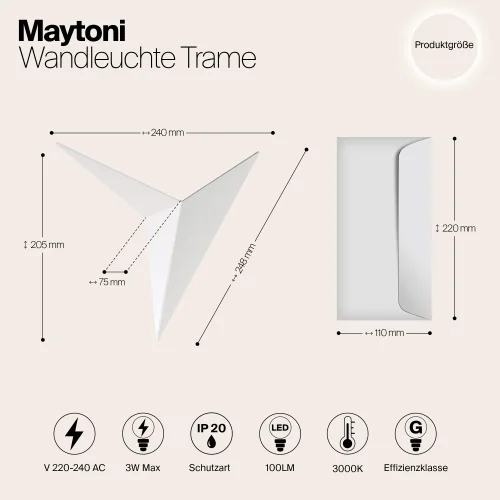 Бра LED Trame C808WL-L3W Maytoni белый на 1 лампу, основание белое в стиле современный фото 3