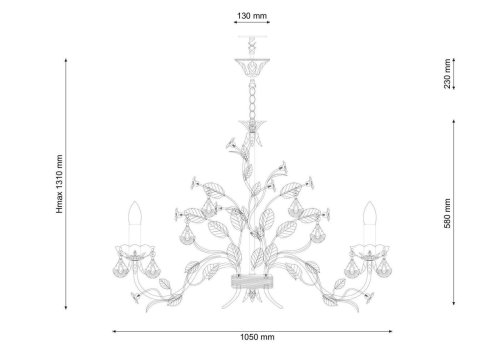 Люстра подвесная Fiori di rose 1770.10 Lucia Tucci без плафона на 10 ламп, основание зелёное золотое в стиле прованс флористика фото 2