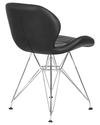 Стул обеденный 302A-LMZL BUTTERFLY CHROME, цвет сиденья черный, цвет основания хромированная сталь Dobrin, чёрный/экокожа, ножки/металл/хром, размеры - ****480*510 фото 4